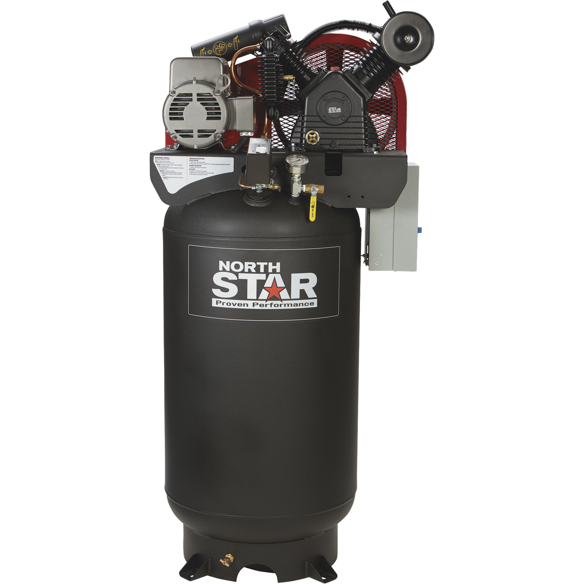 NorthStar Electric Air Compressor, 7.5 HP, 230 Volt, 1 Phase, 80-Gallon Vertical, 24.4 CFM @ 90 PSI